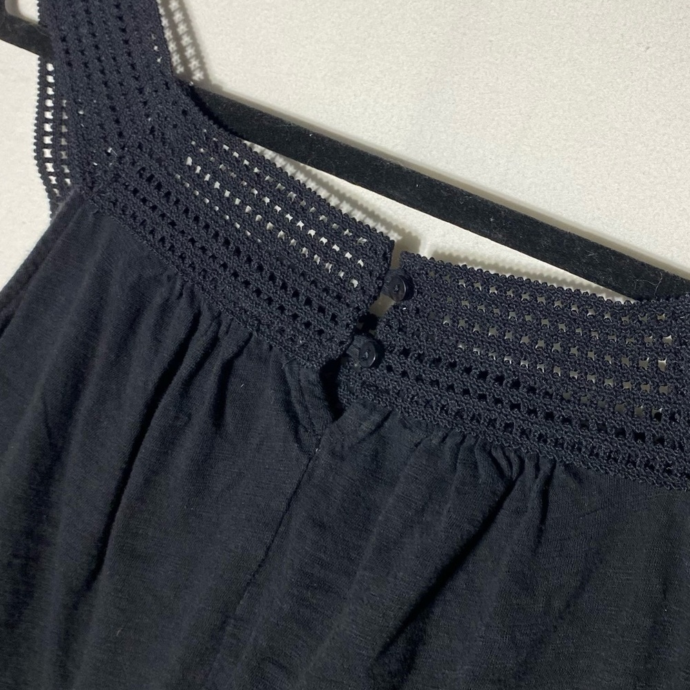 Old Navy Black Cotton Crochet Yoke Slub Knit Tank Top L - Picture 6 of 11